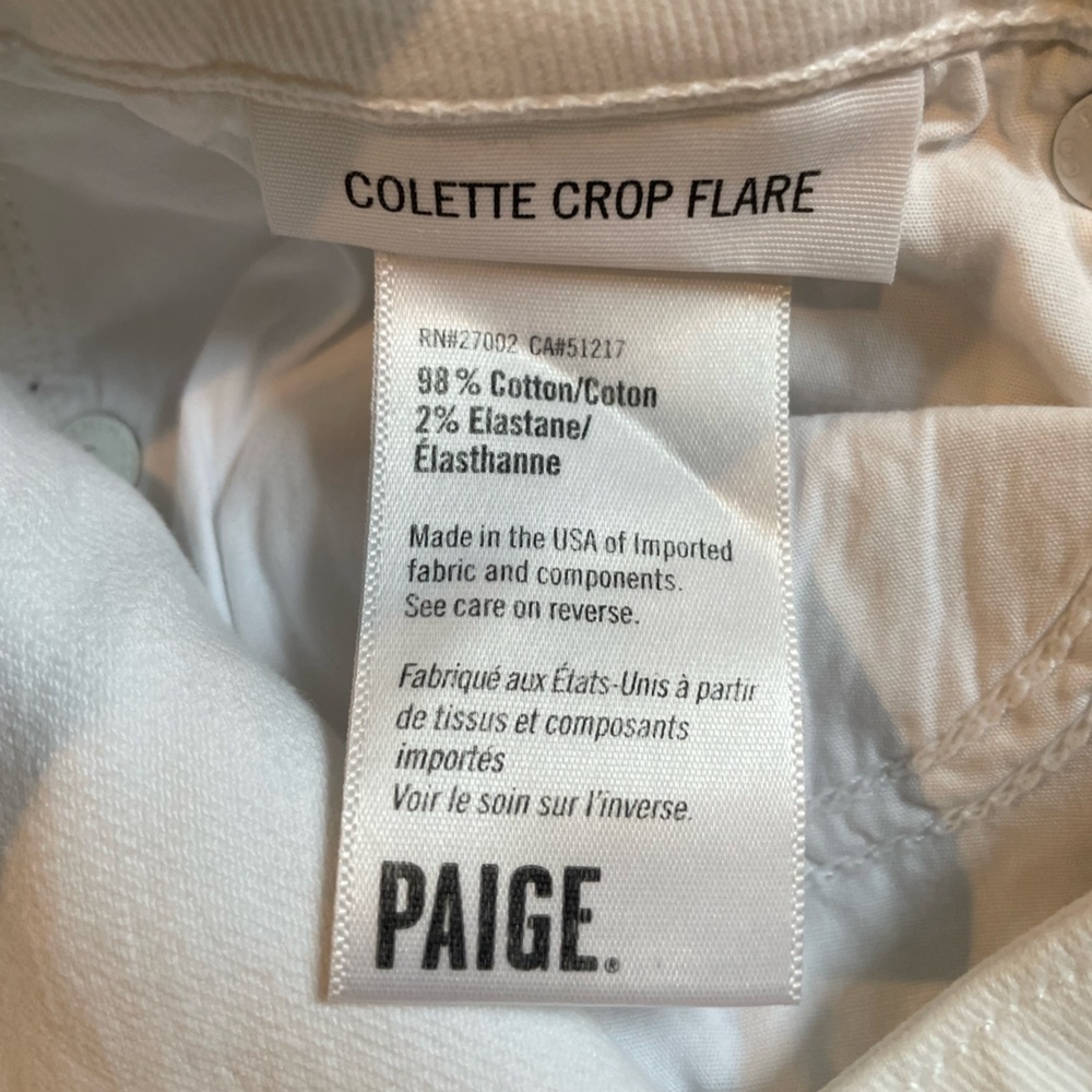 Paige Colette Crop Flare White Jeans size 27 - Picture 9 of 12
